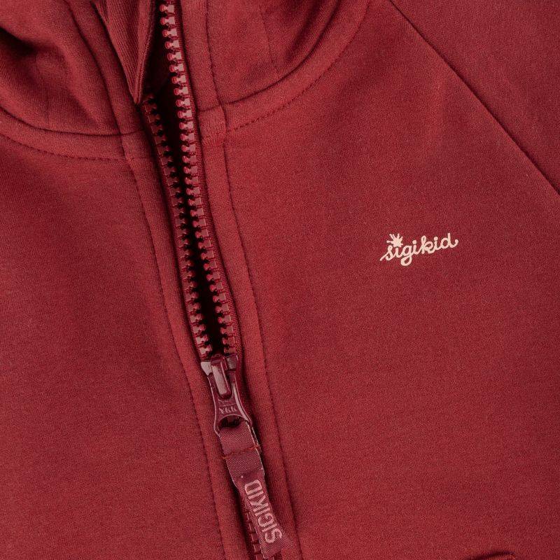 Sigikid Kinder Sweatjacke mit Kapuze und Stickmotiv Blumen, dunkelrot Kostenloser Versand