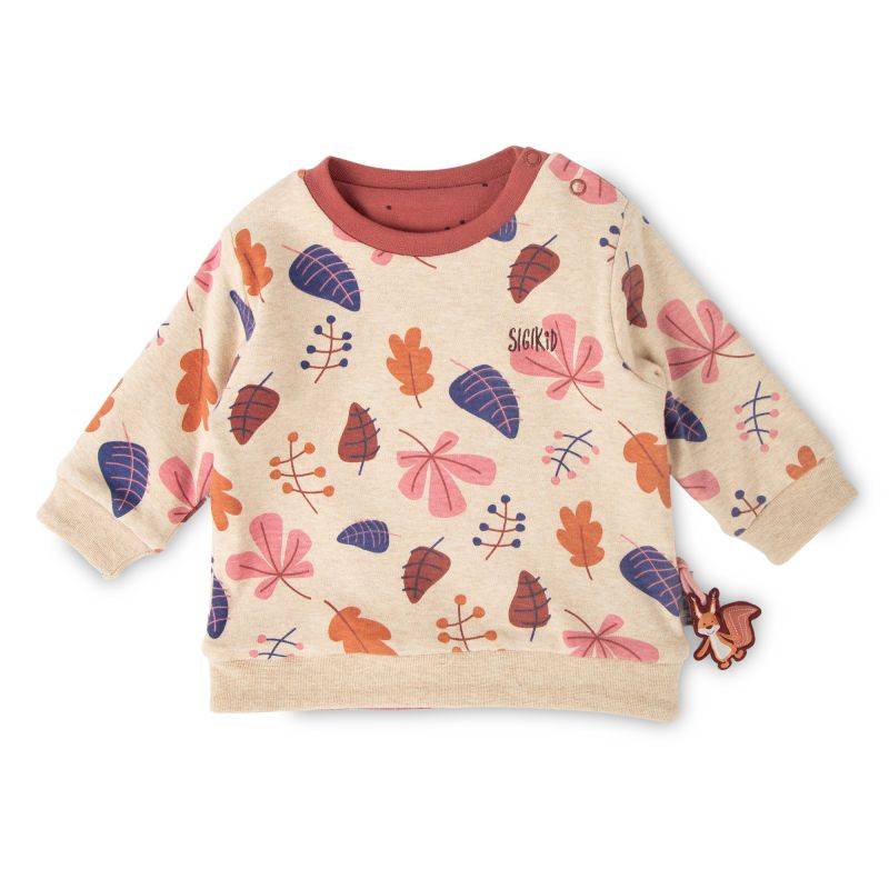 Sigikid Baby Wendeshirt rotbraun mit Pünktchen/bunter Herbstprint Versandkostenfrei