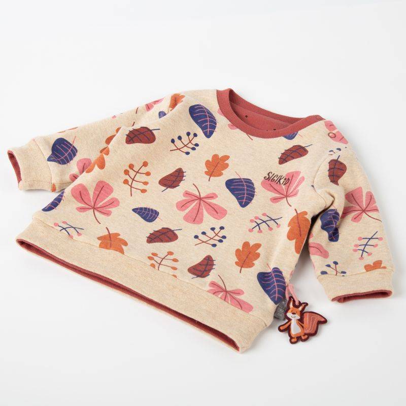 Sigikid Baby Wendeshirt rotbraun mit Pünktchen/bunter Herbstprint Versandkostenfrei