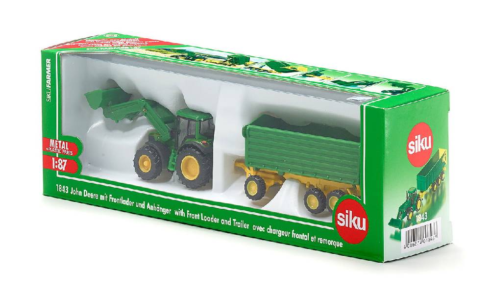 Siku John Deere mit Frontlader und Anhänger 10184300002 Heißer Verkauf