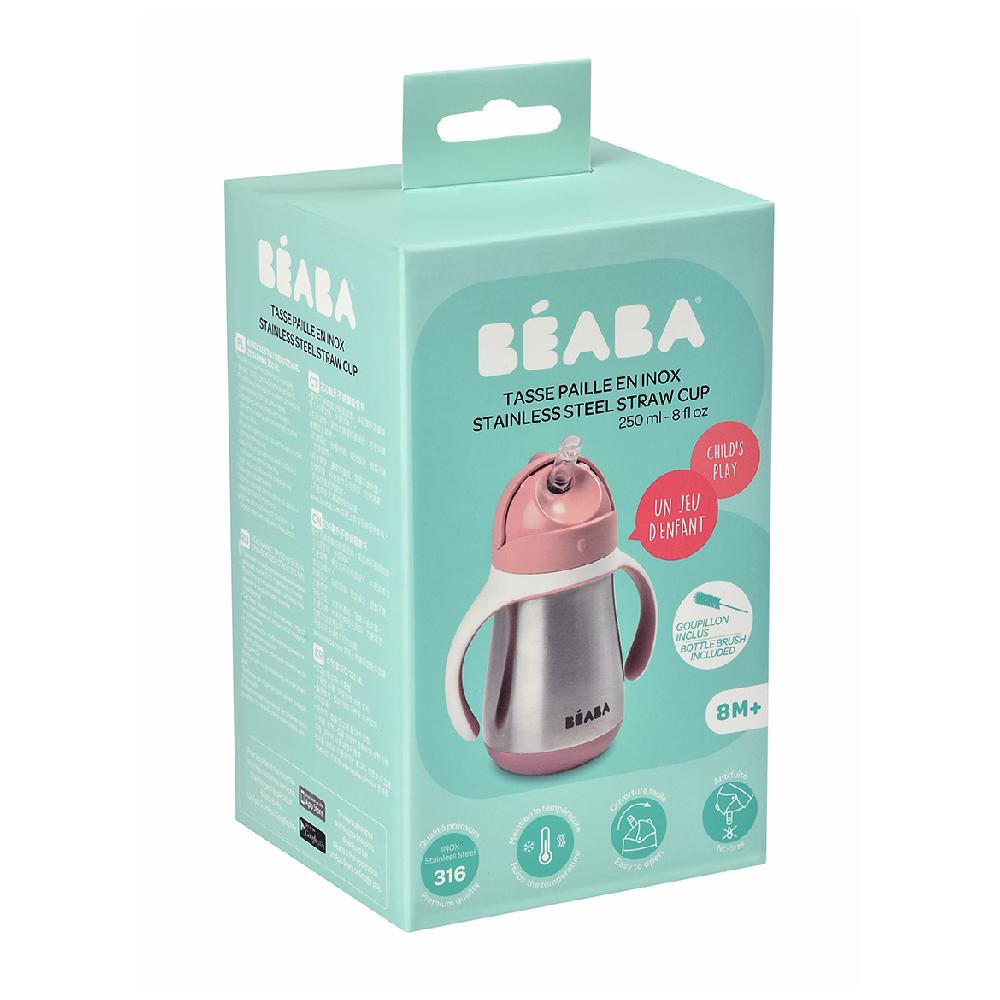 babymarkt Edelstahl Strohhalmbecher 250 ml in altrosa ab dem 8. Monat Kauf eins, bekomm eins gratis