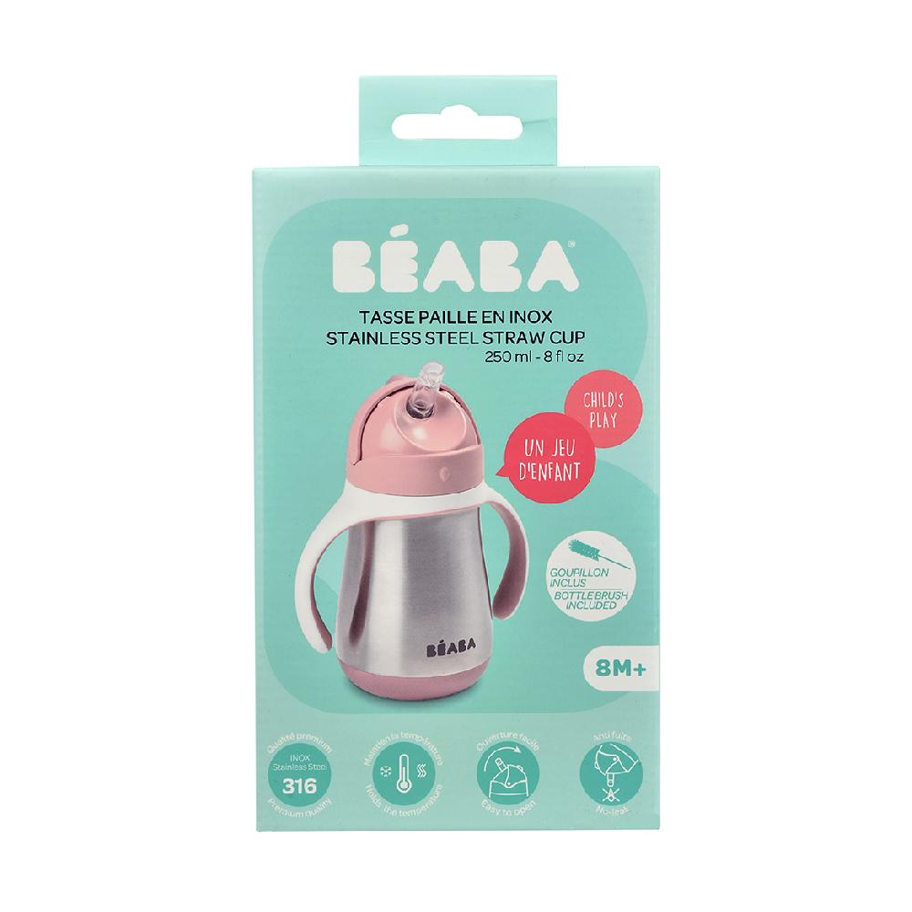 babymarkt Edelstahl Strohhalmbecher 250 ml in altrosa ab dem 8. Monat Kauf eins, bekomm eins gratis