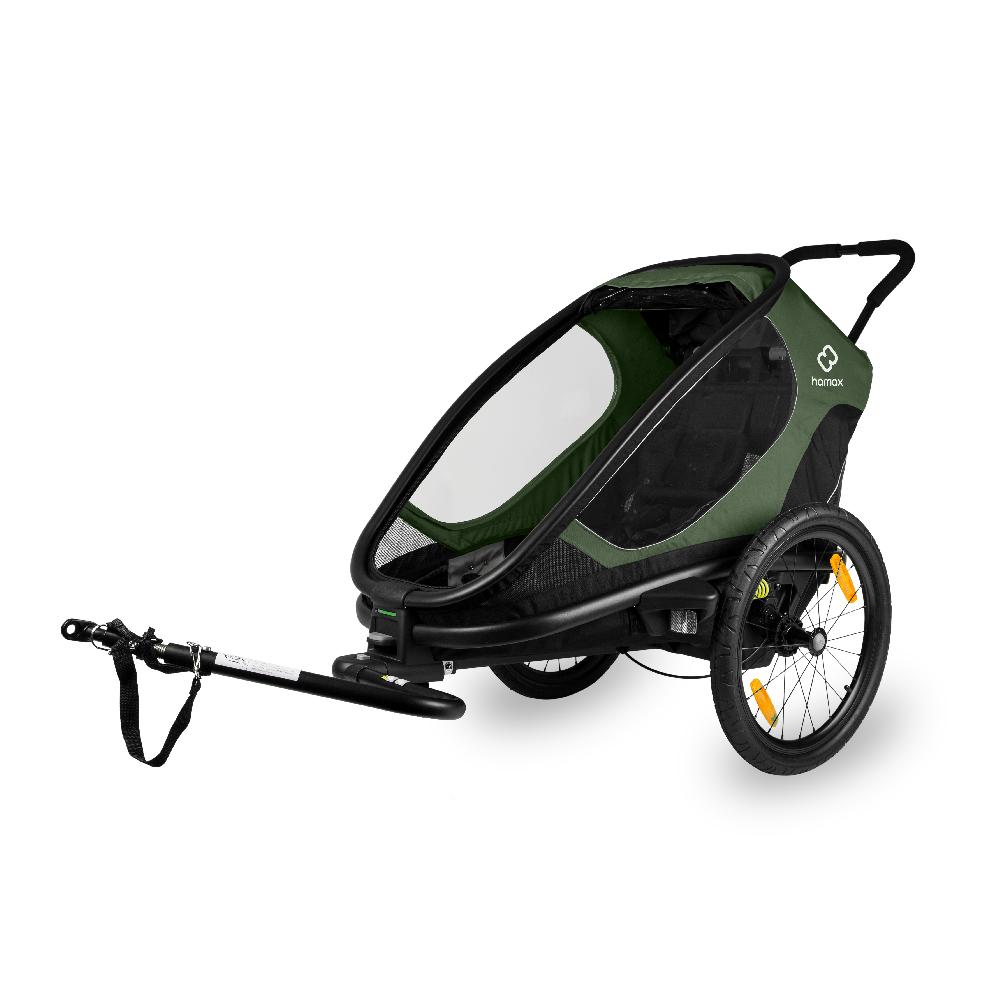 babymarkt Kinderfahrradanhänger Outback ONE mit Rückenlehnenverstellung Green/Black Valentinstagsangebot