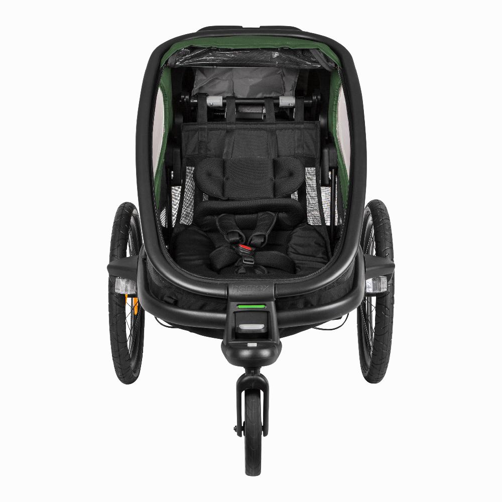 babymarkt Kinderfahrradanhänger Outback ONE mit Rückenlehnenverstellung Green/Black Valentinstagsangebot