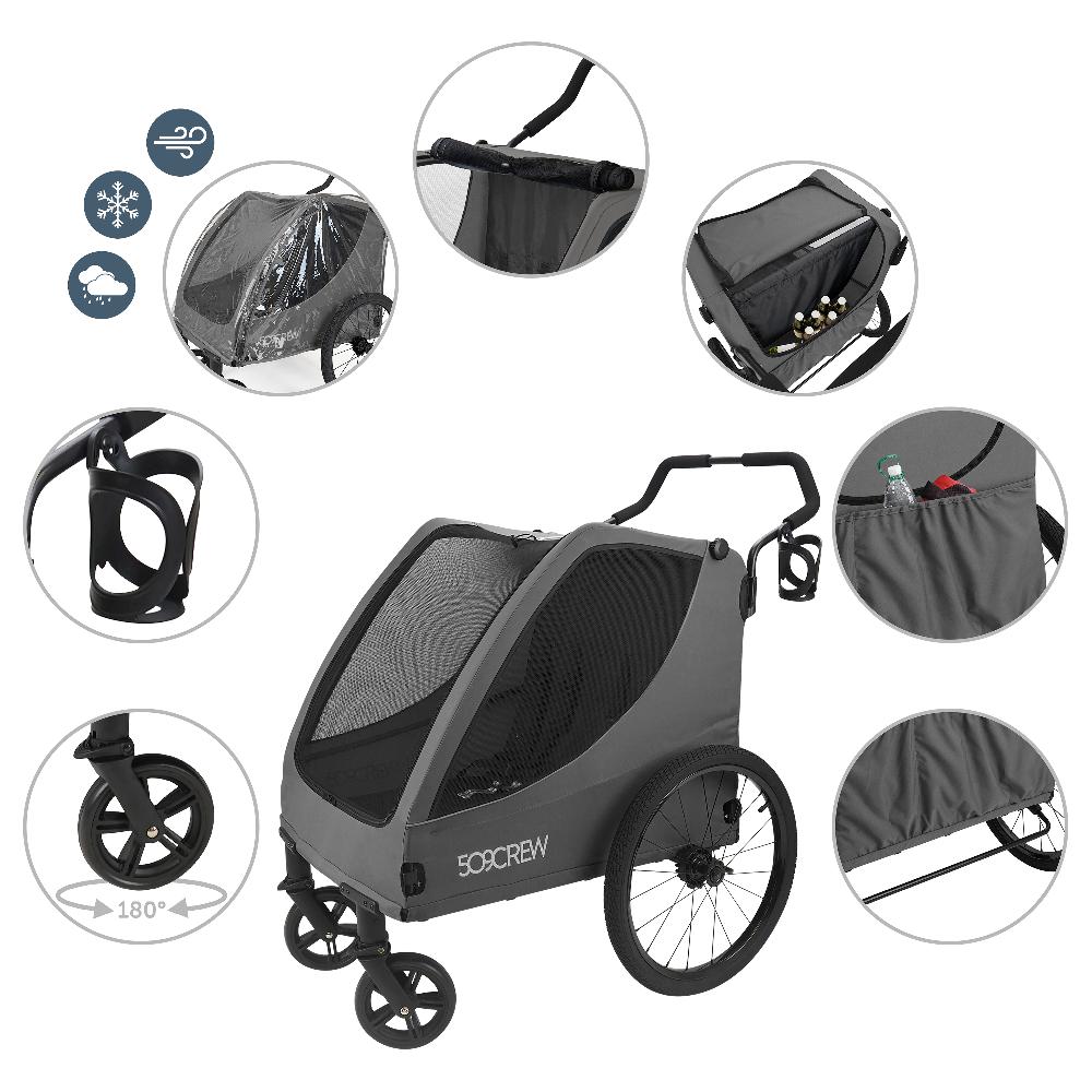 babymarkt Crew Zwillingskinderwagen Trekker II Dark Grey Tiefpreis