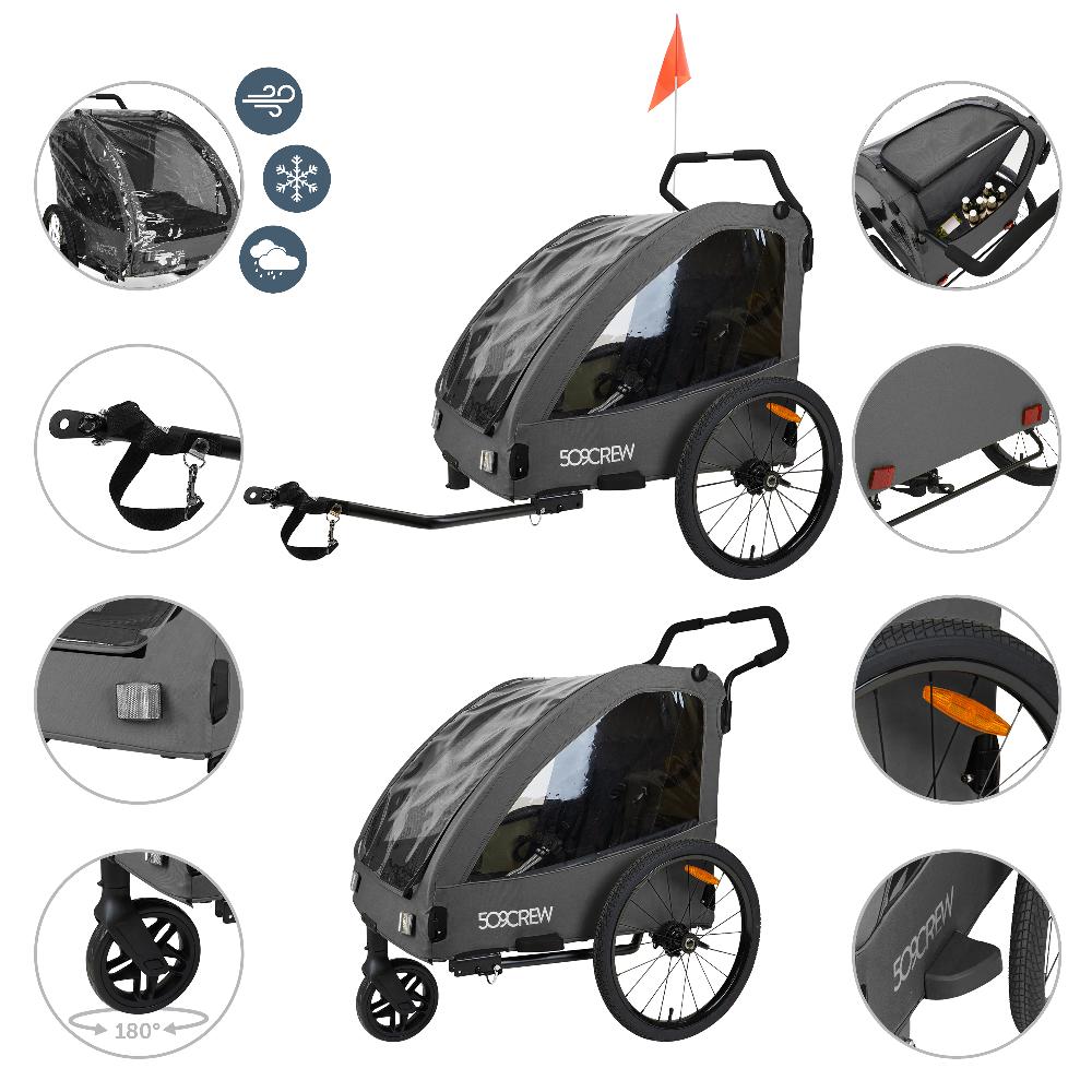 babymarkt Crew Fahrradanhänger Trailer II Dark Grey Verkauf