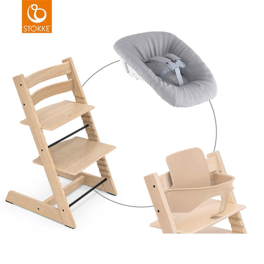babymarkt Mega Tripp Trapp Set Hochstuhl Oak natur inkl. Newborn Set Grey und Baby Set V2 natur Blitzverkäufe