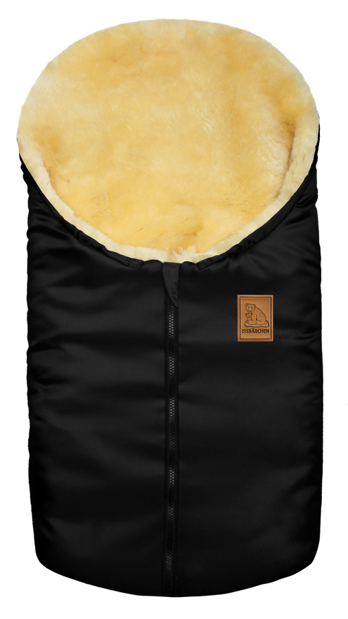 babymarkt Kleiner Lammfellfußsack Eisbärchen schwarz Fabrikladen