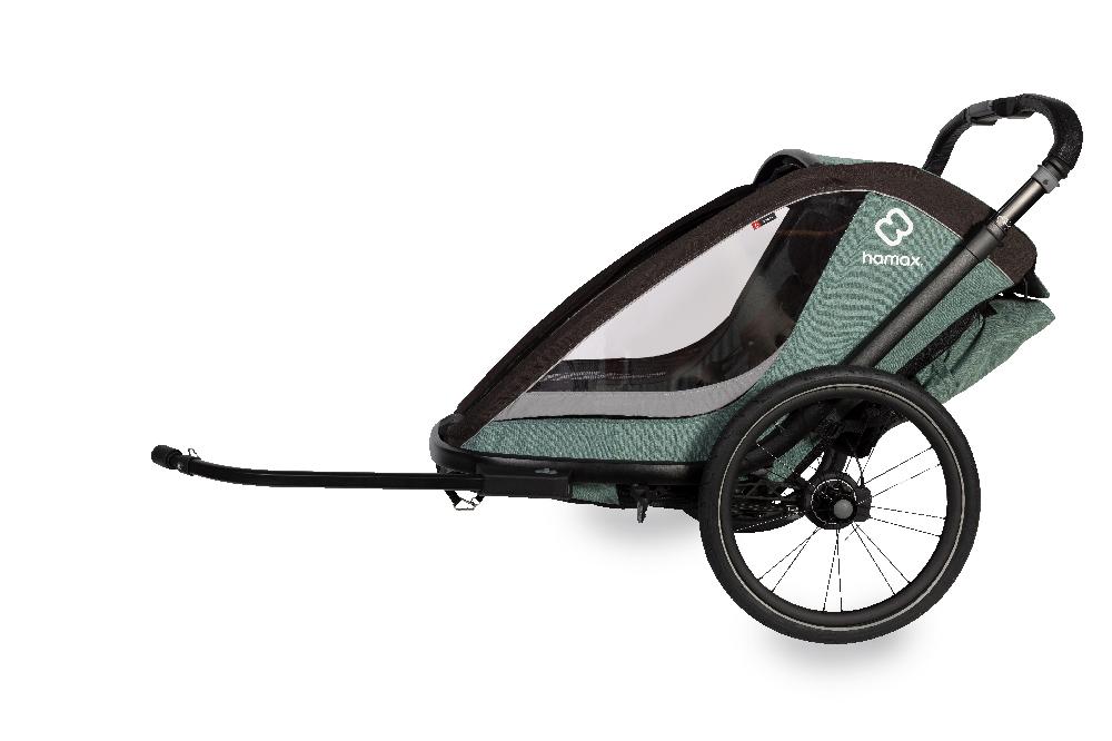 babymarkt Kinderfahrradanhänger Cocoon Zweisitzer green/black inkl. Jogger Rad und Babysitz Fabrikpreis