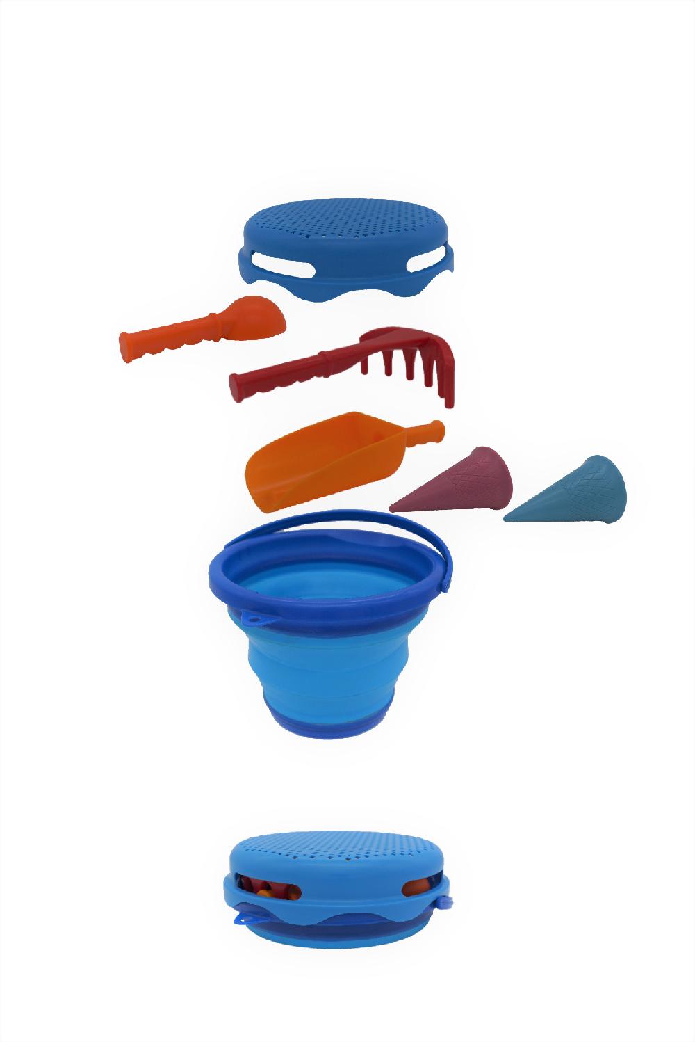 babymarkt 7-in-1 Sand Toys Falteimer-Set blau Kostenloser Versand