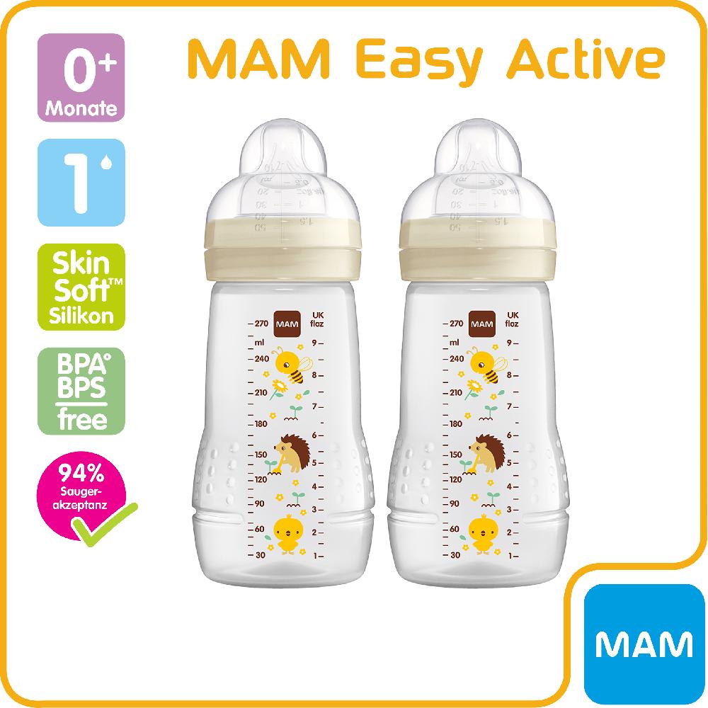 babymarkt Babyflasche Easy Active Größe 1 ab 0+M 270 ml Biene/ Igel im Doppelpack Black Friday Preise