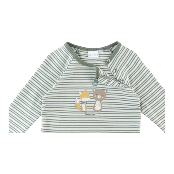 babywalz Bornino - Cute FoxRaglanshirt langarm Ringel Fox Friends grün/offwhite Schlussverkauf