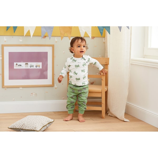 babywalz Bornino - Farm LifeRaglanshirt langarm Traktor offwhite/grün Kostenloser Versand