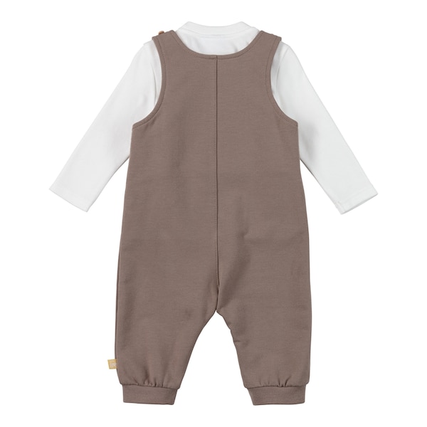 babywalz Bornino - Farm Life2-tlg. Set Latzhose und Shirt Traktor braun/offwhite Weihnachtsangebot