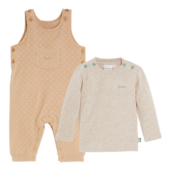babywalz Bornino - Tiny Houses2-tlg. Set Latzhose und Shirt langarm Haus Heißer Verkauf