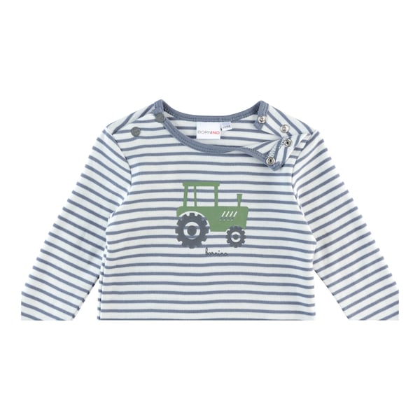 babywalz Bornino - Farm LifeShirt langarm Ringel Traktor blau/offwhite Top Angebot