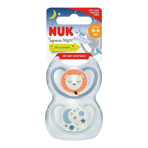 babywalz NUK2er-Pack Schnuller Space Night 0-6M Löwe / Sterne Angebote