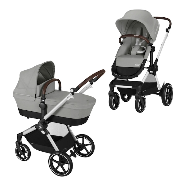 babywalz Cybex - GOLDKombikinderwagen Eos Lux Trio-Set inkl. Babyschale Aton B2 i-Size stone grey Sonderangebote
