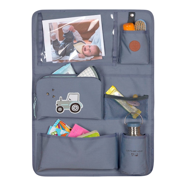 babywalz LässigRückenlehnen- Spielzeugtasche Car Wrap-to-Go Adventure blau Traktor Letzter Tag