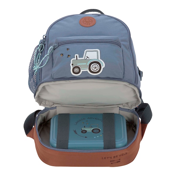 babywalz LässigKindergartenrucksack Mini Backpack Adventure Traktor blue denim Schlussverkauf