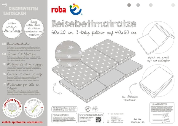babywalz robaReisebettmatratze 60x120 Little Stars Begrenzte Freigabe