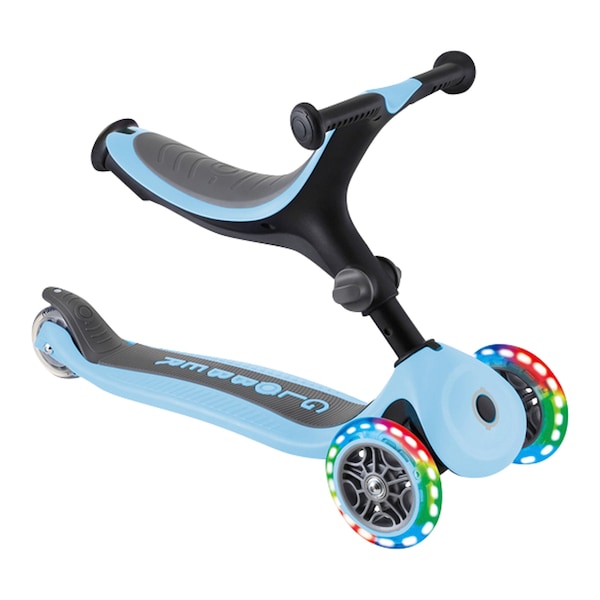babywalz Globber3in1 Scooter Go-Up mit Leuchtrollen pastellblau 50% Rabatt mit kostenlosem Versand