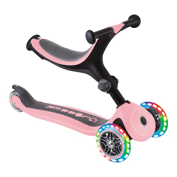 babywalz Globber3in1 Scooter Go-Up mit Leuchtrollen pastellrosa Kostenloser Versand international