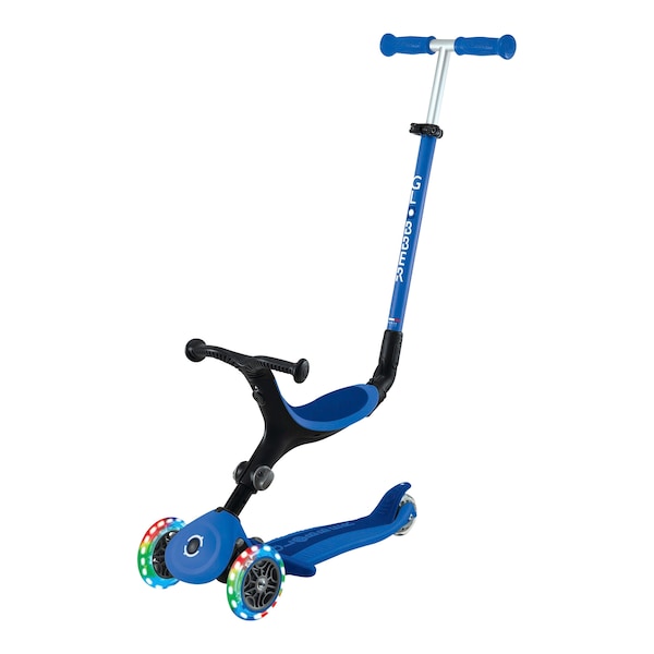 babywalz GlobberScooter 3in1 Go-Up active mit Leuchtrollen blau 50% Rabatt für begrenzte Zeit