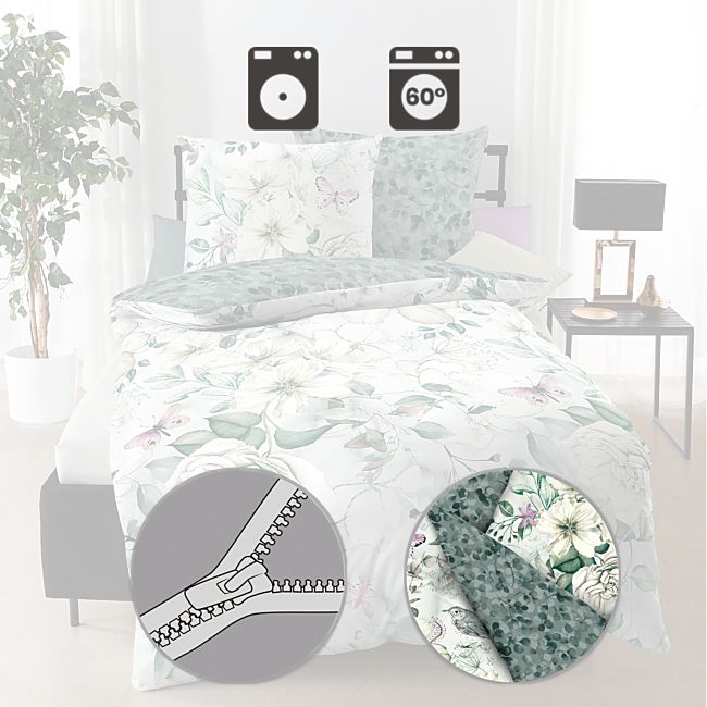 babybutt Kaeppel Mako-Satin Wendebettwäsche "Green Garden" Tägliche Deals