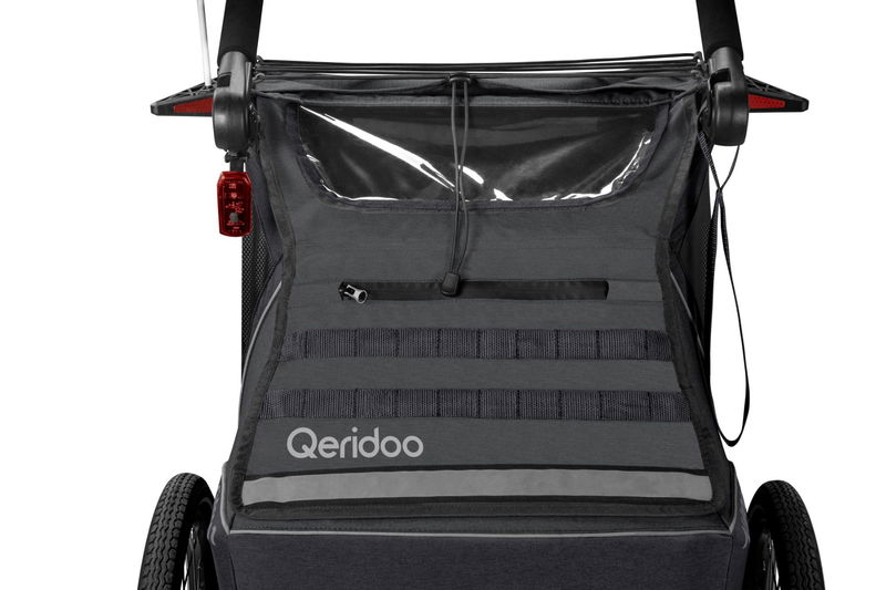 babyonlineshop Qeridoo Kidgoo 2 Fahrradanhänger Steel Grey mit Joggerfunktion 2023 Sonderangebote