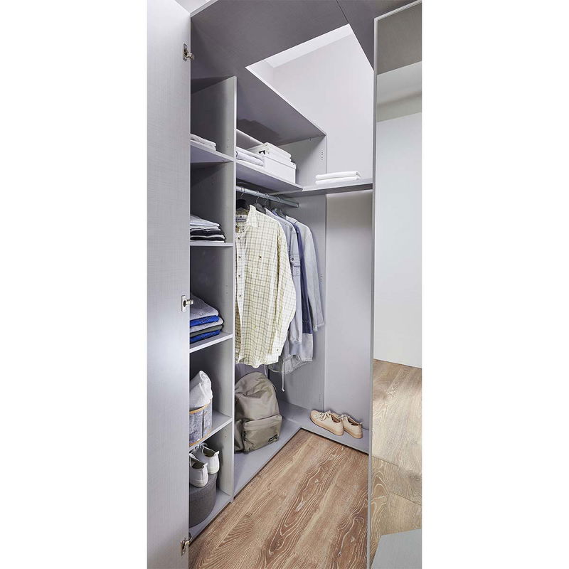 babyonlineshop Wimex Norderney Eckschrank begehbar 120 cm Weiß/Viking-oak Dekor Jubiläumsangebot