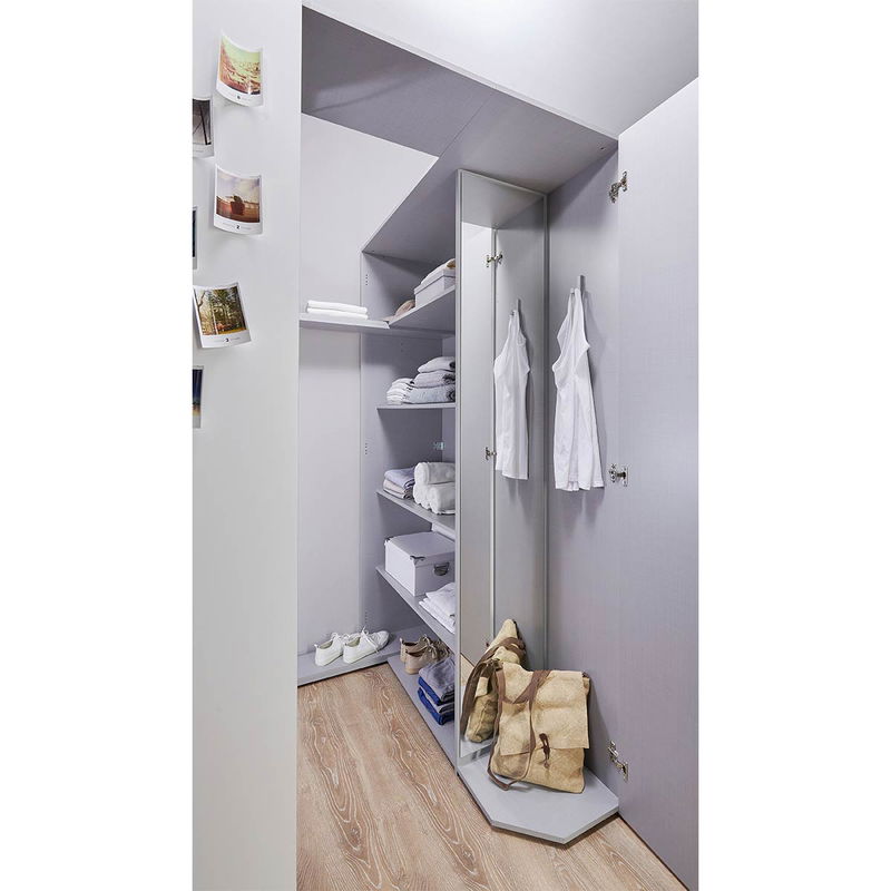 babyonlineshop Wimex Norderney Eckschrank begehbar 120 cm Weiß/Viking-oak Dekor Jubiläumsangebot