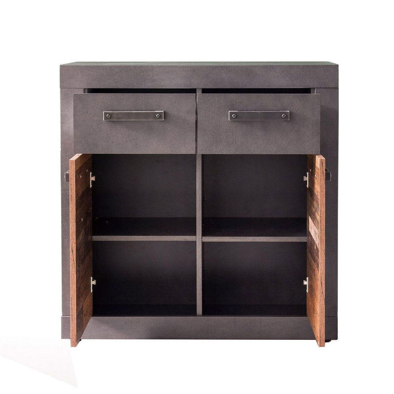 babyonlineshop trendteam Indy Kommode 2 Schubkästen 2 Türen Old Wood / Graphit Grau Große Rabatte