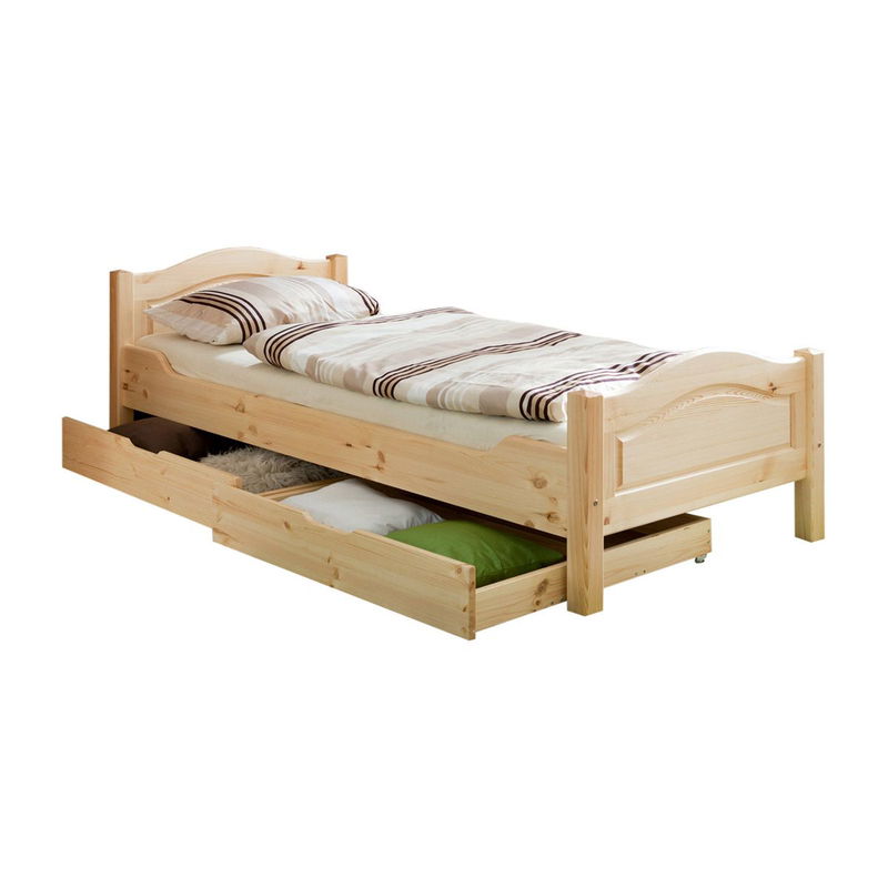 babyonlineshop Ticaa Rita Einzelbett Kiefer Natur 90 x 200 cm Massivholz Riesige Ersparnisse