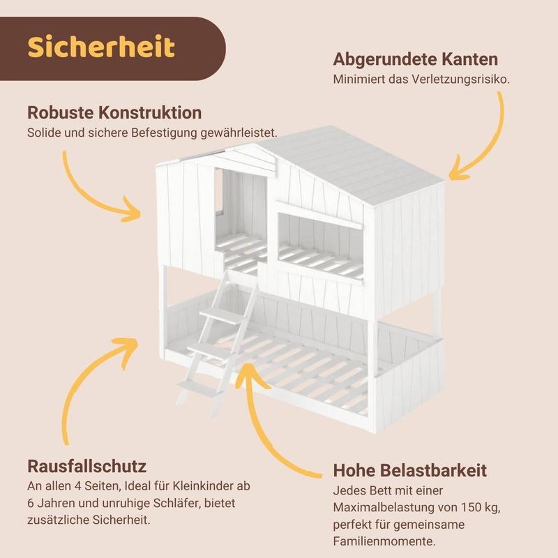 babyonlineshop Artkid Ronja Etagenbett Hüttenbett weiß Liegefläche 90 x 200 cm Super Sparpreis
