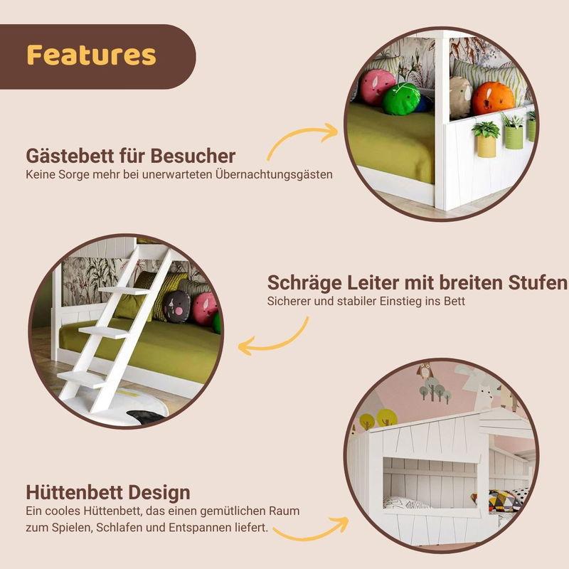 babyonlineshop Artkid Ronja Etagenbett Hüttenbett weiß Liegefläche 90 x 200 cm Super Sparpreis