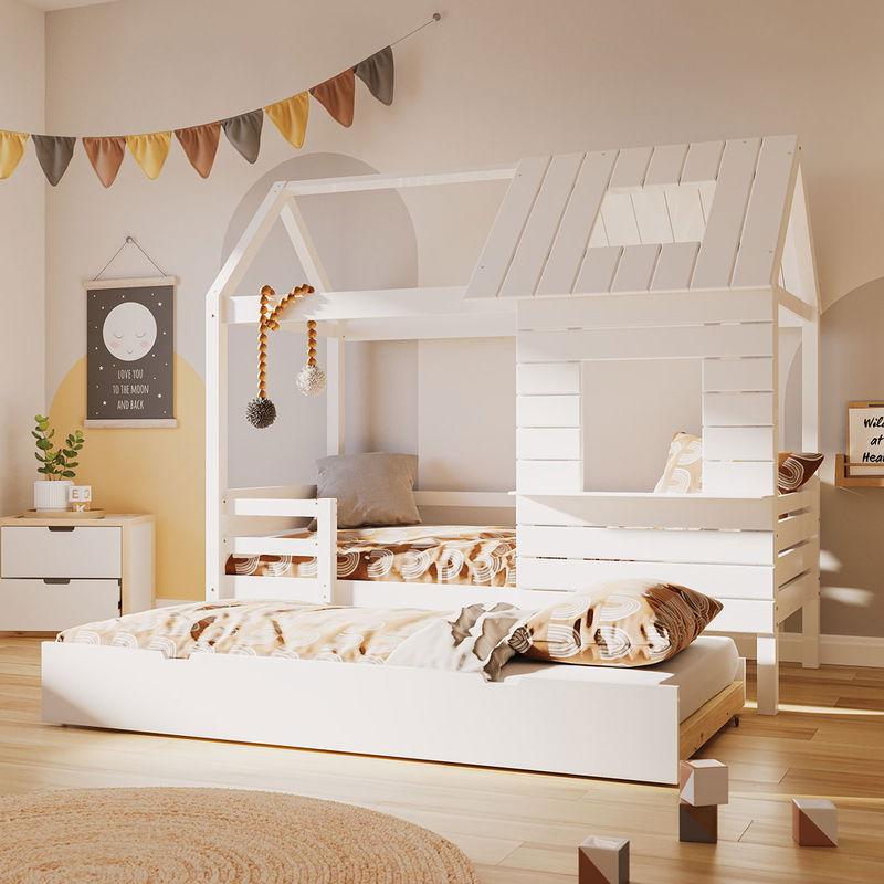 babyonlineshop Artkid Roxy Hausbett weiß 90 x 200 cm inkl. Gästebett Begrenzte Freigabe