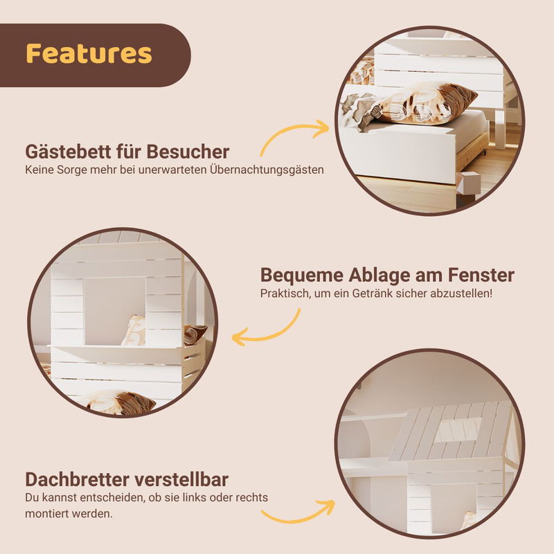 babyonlineshop Artkid Roxy Hausbett weiß 90 x 200 cm inkl. Gästebett Begrenzte Freigabe