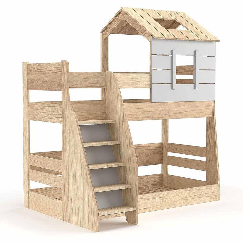 babyonlineshop Nature Kid My House Etagenbett natur/grau Liegefläche 90/100 x 200 cm Neueste Stile