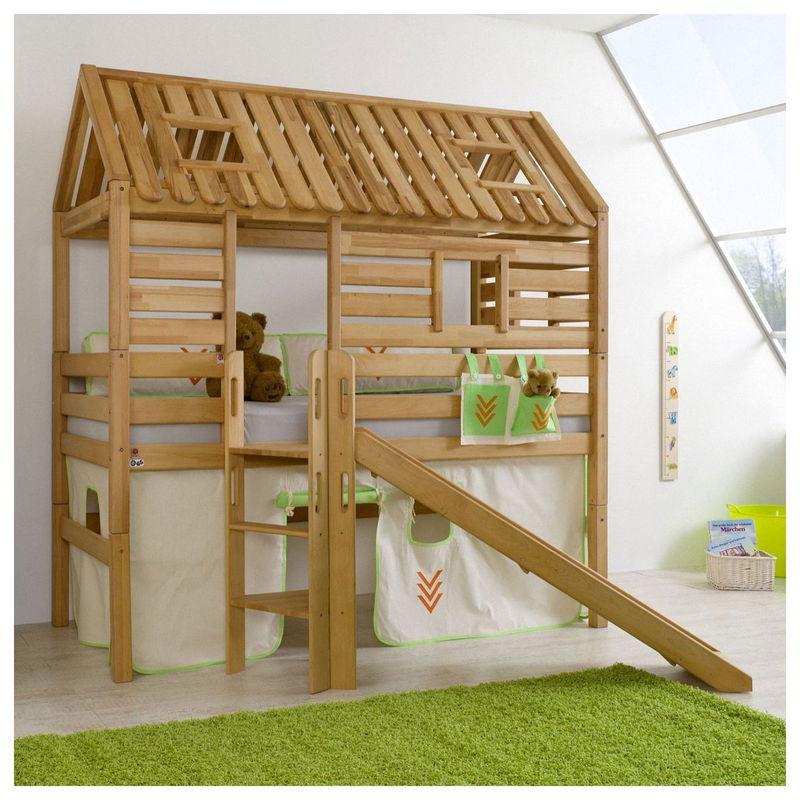babyonlineshop Relita ELIYAS Spielbett Buche massiv geölt mit Rutschenturm - zum Einzelbett umbaubar Letzte 2 Tage