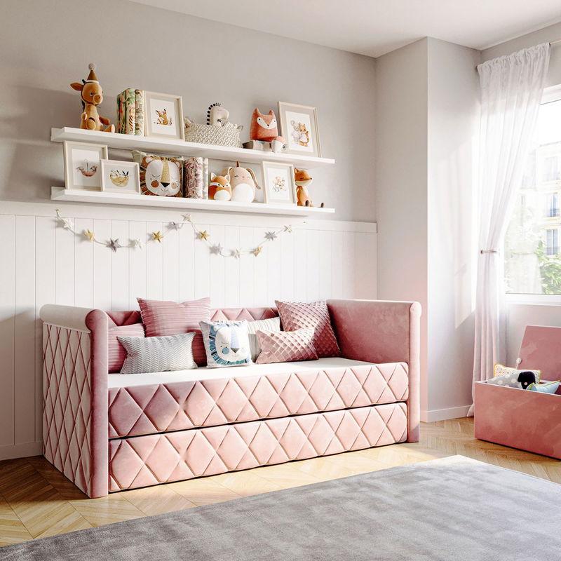 babyonlineshop Nature Kid Vilena Sofabett Velour rosa 90 x 200 cm Bis zu 50% Rabatt