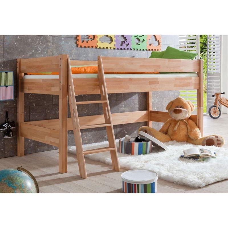 babyonlineshop Relita KIM Halbhochbett Buche massiv Natur zum Einzelbett umbaubar - frachtfrei Vierteljährliche Förderung