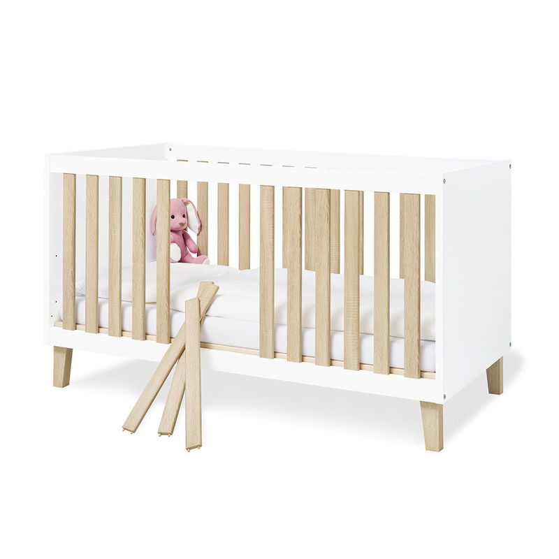 babyonlineshop Pinolino Lumi Kinderzimmer breit groß - 3T Weiß/Eiche Dekor mit Echtholzstruktur Riesige Rabatte