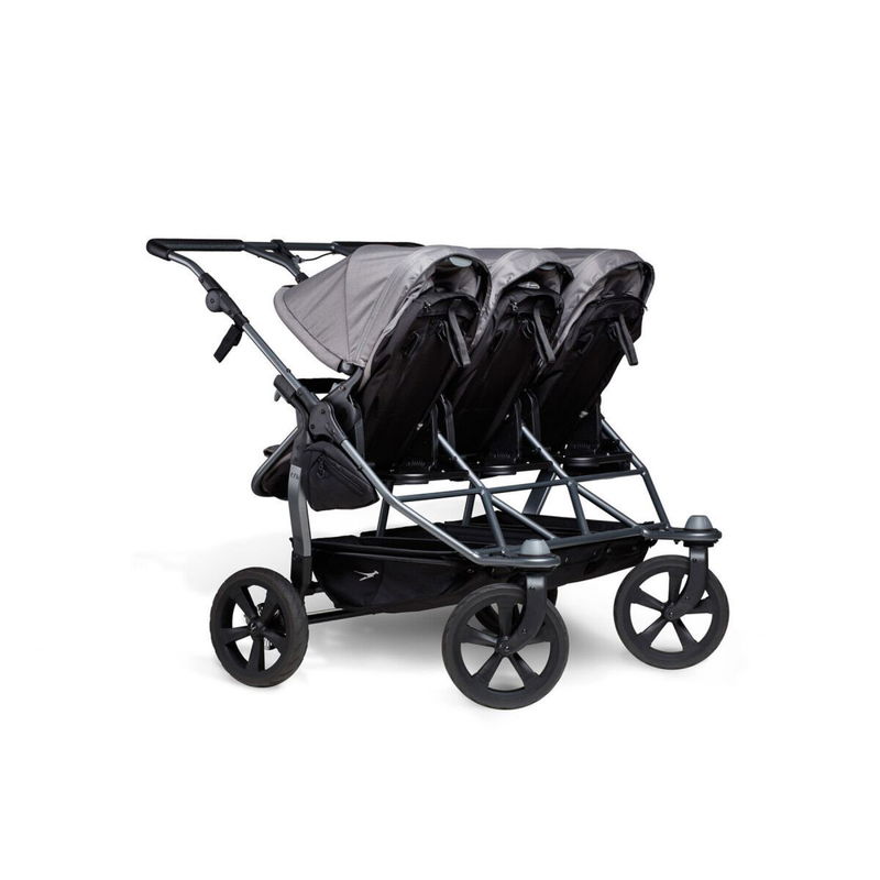 babyonlineshop tfk trio Kombi Kinderwagen grau Drillingswagen mit Luftkammerreifen Begrenzt auf 3 Tage