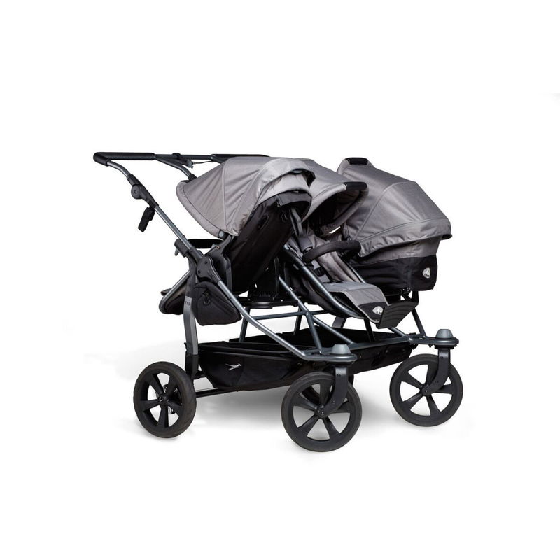 babyonlineshop tfk trio Kombi Kinderwagen grau Drillingswagen mit Luftkammerreifen Begrenzt auf 3 Tage