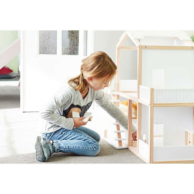 babyonlineshop Pinolino Puppenhaus Ida Kiefer und MDF weiß lackiert Lagerräumung