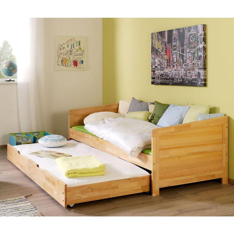 babyonlineshop Relita NINA Einzelbett Buche massiv Natur 90 x 200 cm inkl. Ausziehbett Nur für heute