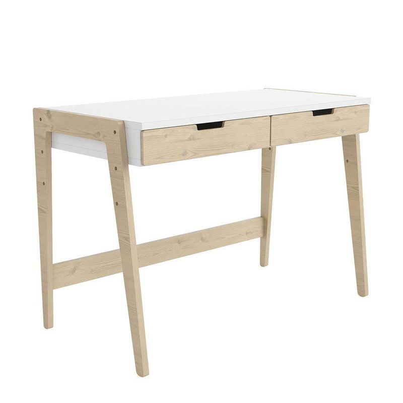 babyonlineshop Nature Kid Cory Schreibtisch weiß/natur höhenverstellbar aus Kiefer und MDF Sonderangebot der Fabrik