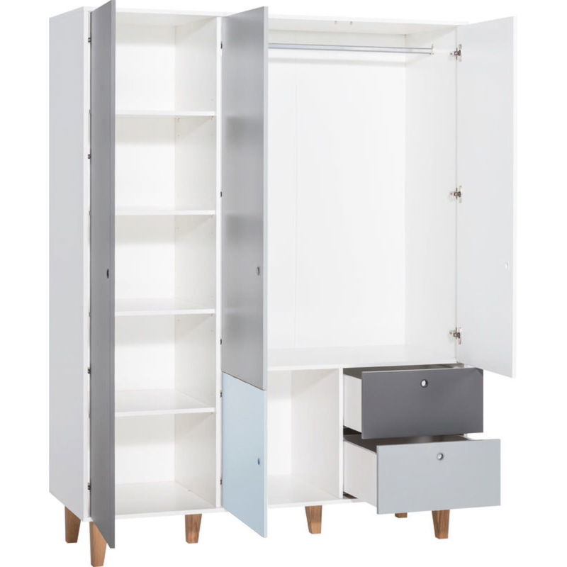 babyonlineshop VOX Concept Baby Kleiderschrank 3-türig blue white/grey/graphite Vierteljährliche Förderung