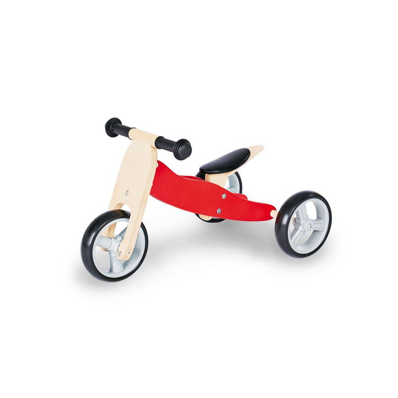 babyonlineshop Pinolino Mini-Laufdreirad Charlie rot/natur Birke massiv klar und rot lackiert - zum Toppreis Fabrikverkauf